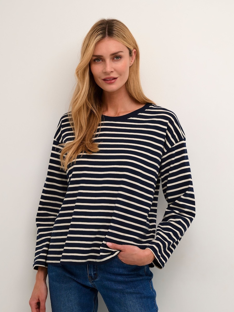 Kaffe Blue 100% Cotton Kawinny Long Sleeve T-Shirt - Image 1 of 6