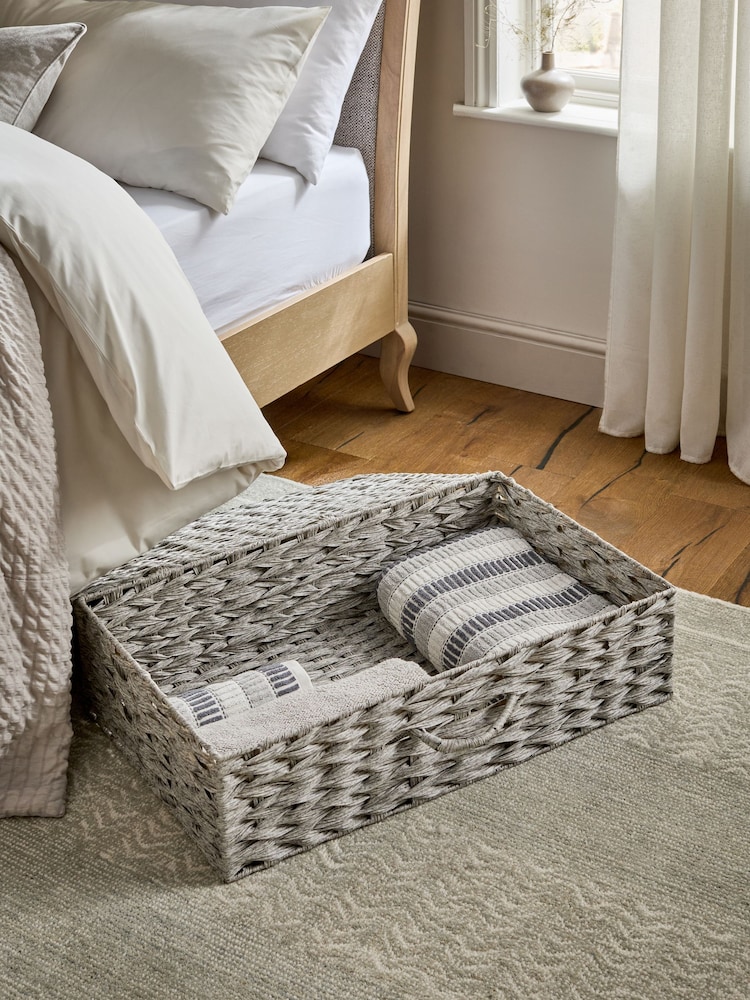 Grey Plastic Wicker Underbed Storage Basket - Image 2 of 7