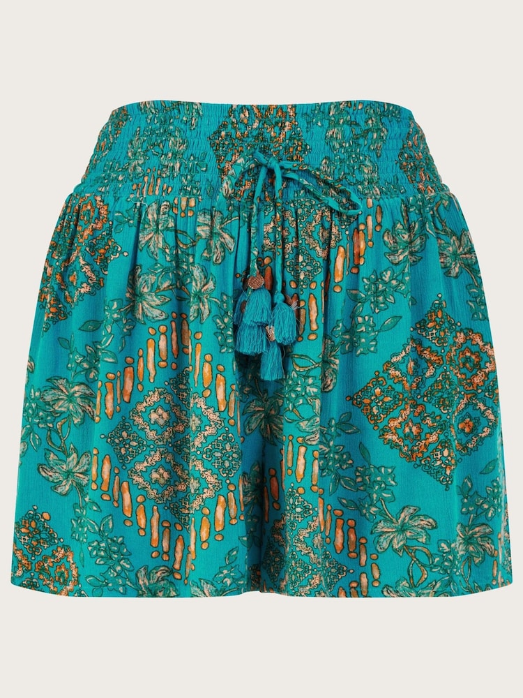 Monsoon Blue Tile Print Shorts - Image 4 of 4