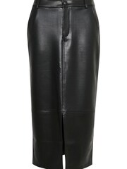 Kaffe Alina Faux Fur Leather Black Midi Skirt - Image 5 of 6