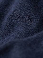 Superdry Dark Blue Essential Embroided Knitwear Henley Jumper - Image 6 of 6