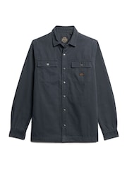 Superdry Blue Canvas Workwear Overshirt - Image 4 of 6