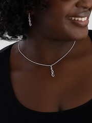 Beaverbrooks Sterling Silver Infinity Cubic Zirconia Pendant & Earrings Set - Image 3 of 4