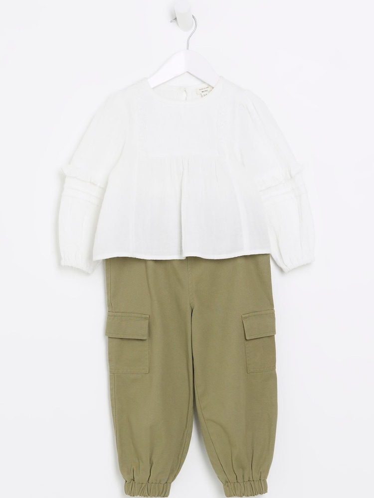 River Island White Blouse and Cargo Set - Image 1 of 5 River Island White Blouse and Cargo Set - Image 1 of 5