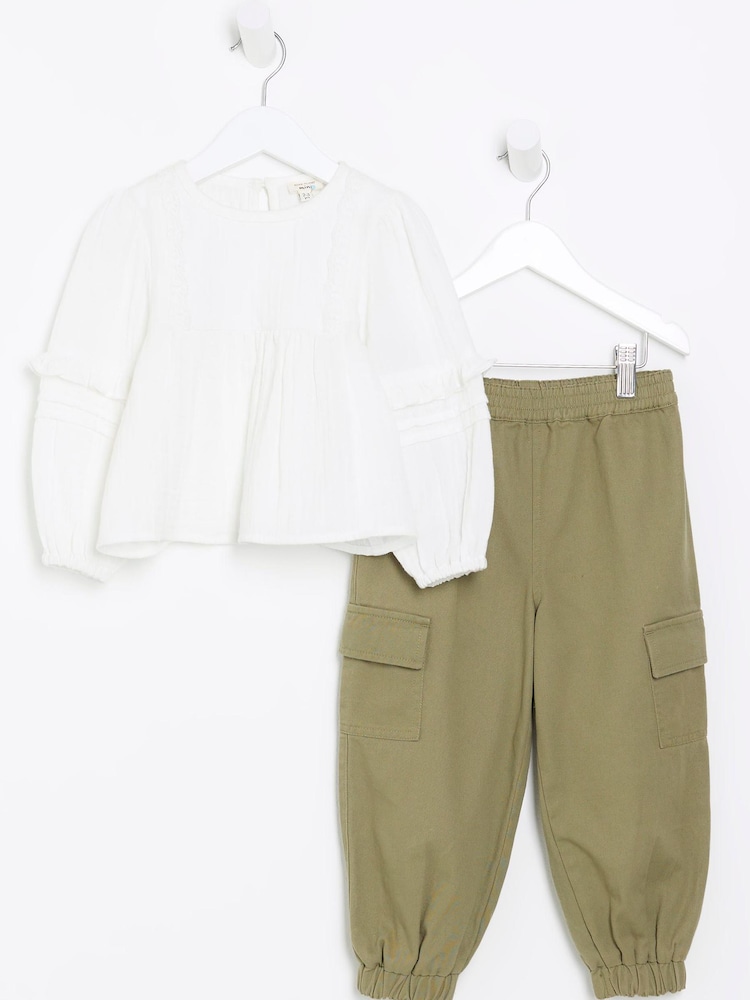 River Island White Blouse and Cargo Set - Image 2 of 5 River Island White Blouse and Cargo Set - Image 2 of 5