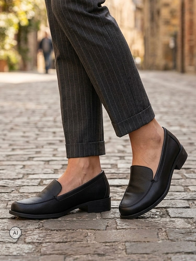 Pavers Black Smart Block Moccasins Heels - Image 1 of 6 Pavers Black Smart Block Moccasins Heels - Image 1 of 6