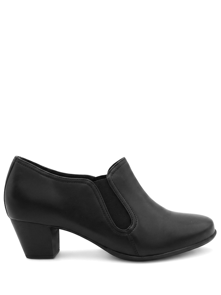Pavers Black Wide Fit Leather Block Heel Shoe Boots - Image 2 of 6 Pavers Black Wide Fit Leather Block Heel Shoe Boots - Image 2 of 6