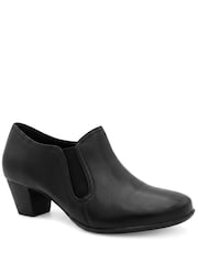 Pavers Black Wide Fit Leather Block Heel Shoe Boots - Image 3 of 6