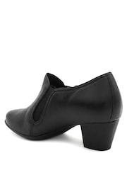 Pavers Black Wide Fit Leather Block Heel Shoe Boots - Image 4 of 6
