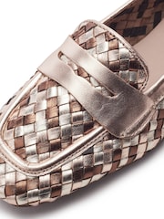Moda in Pelle Metallic Folia Leather Sqaure Toe Woven Loafers - Image 4 of 4