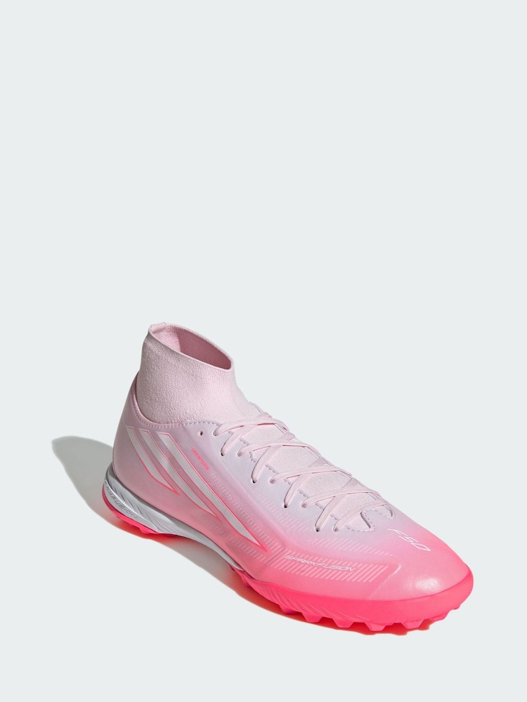 adidas Pink F50 Sparkfusion League Mid Cut Turf Football Boots - Image 1 of 4 adidas Pink F50 Sparkfusion League Mid Cut Turf Football Boots - Image 1 of 4