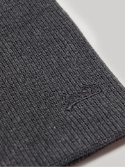 Superdry Grey Knitted Logo Beanie Hat - Image 3 of 4