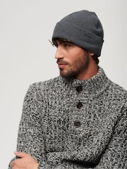 Superdry Grey Knitted Logo Beanie Hat - Image 4 of 4