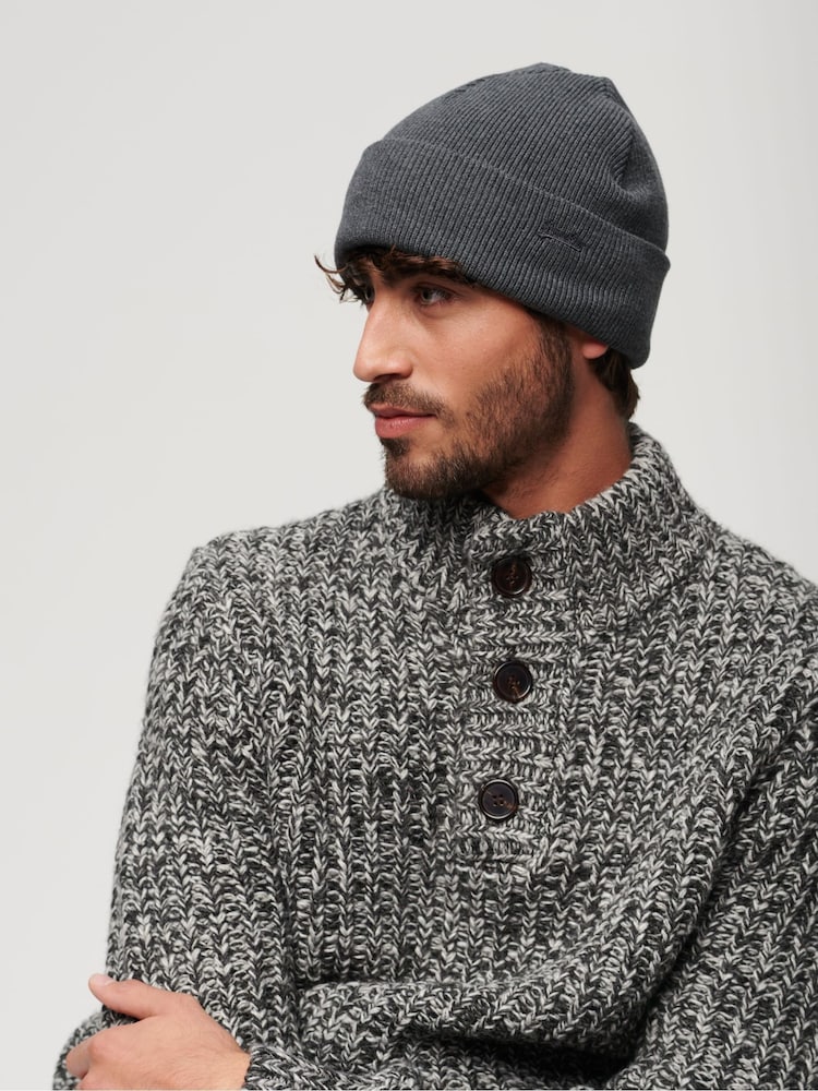 Серый - Вязаная шапка-бини с логотипом Superdry - Изображение 4 из 4 Серый - Вязаная шапка-бини с логотипом Superdry - Изображение 4 из 4