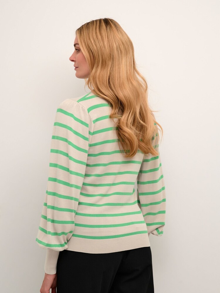 Kaffe Kamala Striped Knit Green Pullover - Image 2 of 6