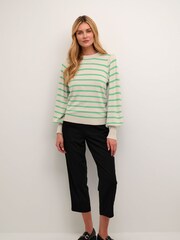 Kaffe Kamala Striped Knit Green Pullover - Image 3 of 6