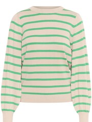 Kaffe Kamala Striped Knit Green Pullover - Image 5 of 6