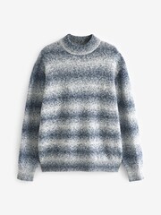 Blue Relaxed Brushed Ombre Knit Jumper - Image 7 of 9
