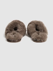 Reiss Grey Aspen Faux Fur Slippers - Image 4 of 5