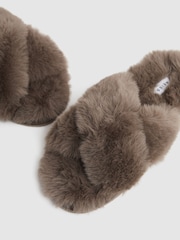 Reiss Grey Aspen Faux Fur Slippers - Image 5 of 5
