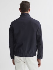 Reiss Navy Ozark High Neck Button Through Blouson Jacket - Image 4 of 5