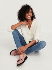 Ecru White Cable Detail Flower Cardigan - Image 2 of 6