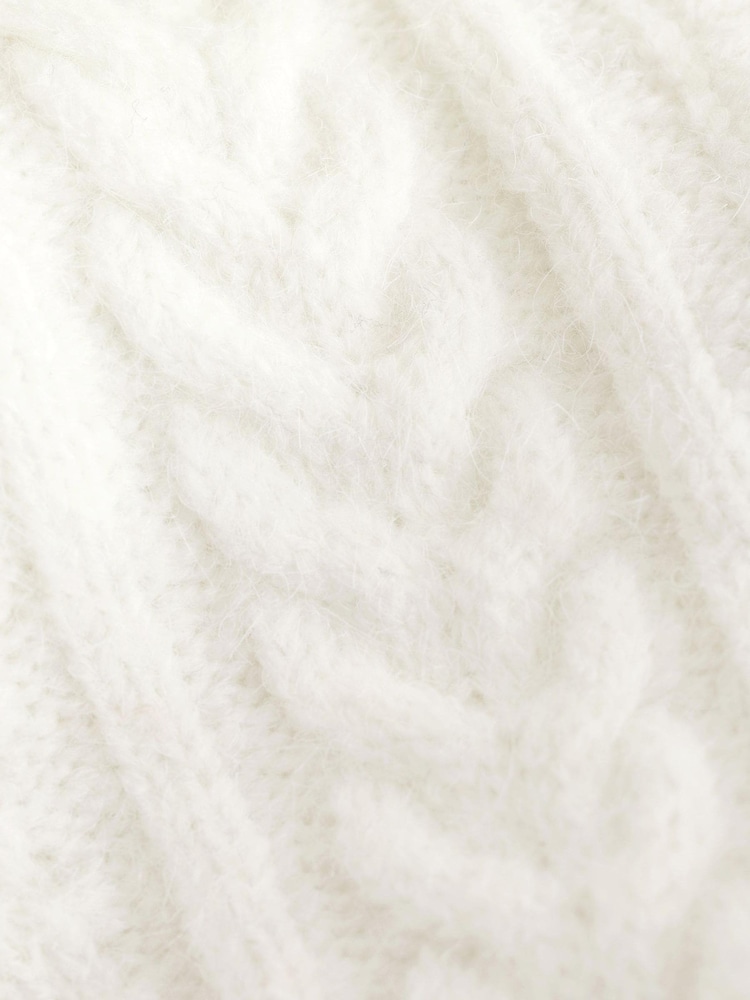 Ecru White Cable Detail Flower Cardigan - Image 6 of 6