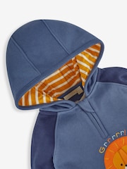 JoJo Maman Bébé Navy Blue Lion Boys' Appliqué Novelty Hoodie - Image 2 of 3