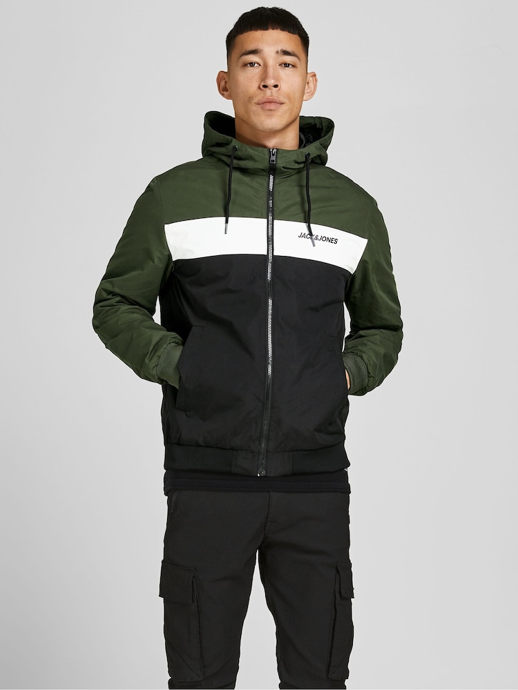 JACK & JONES Black Hooded Bomber Jacket - Image 1 of 7 JACK & JONES Black Hooded Bomber Jacket - Image 1 of 7