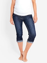 JoJo Maman Bébé Indigo Mid Wash Cropped Maternity Turn-Ups - Image 1 of 5