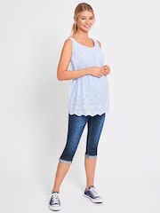JoJo Maman Bébé Indigo Mid Wash Cropped Maternity Turn-Ups - Image 2 of 5