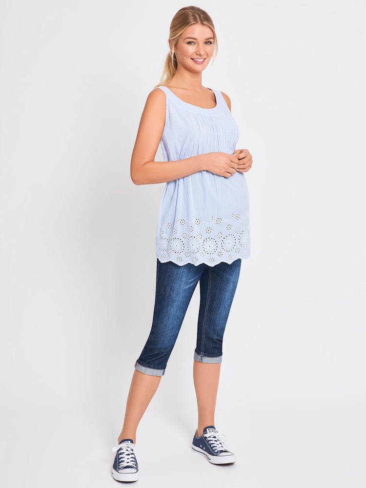 JoJo Maman Bébé Indigo Mid Wash Cropped Maternity Turn-Ups - Image 2 of 5