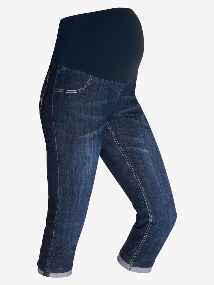 JoJo Maman Bébé Indigo Mid Wash Cropped Maternity Turn-Ups - Image 5 of 5