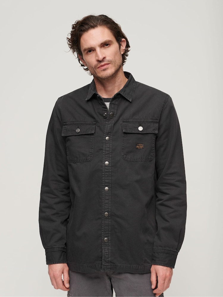Superdry Black Canvas Workwear Overshirt - Image 1 of 3