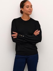 Kaffe Lizza Crew Neck Button Cuff Pullover Blouses - Image 1 of 6