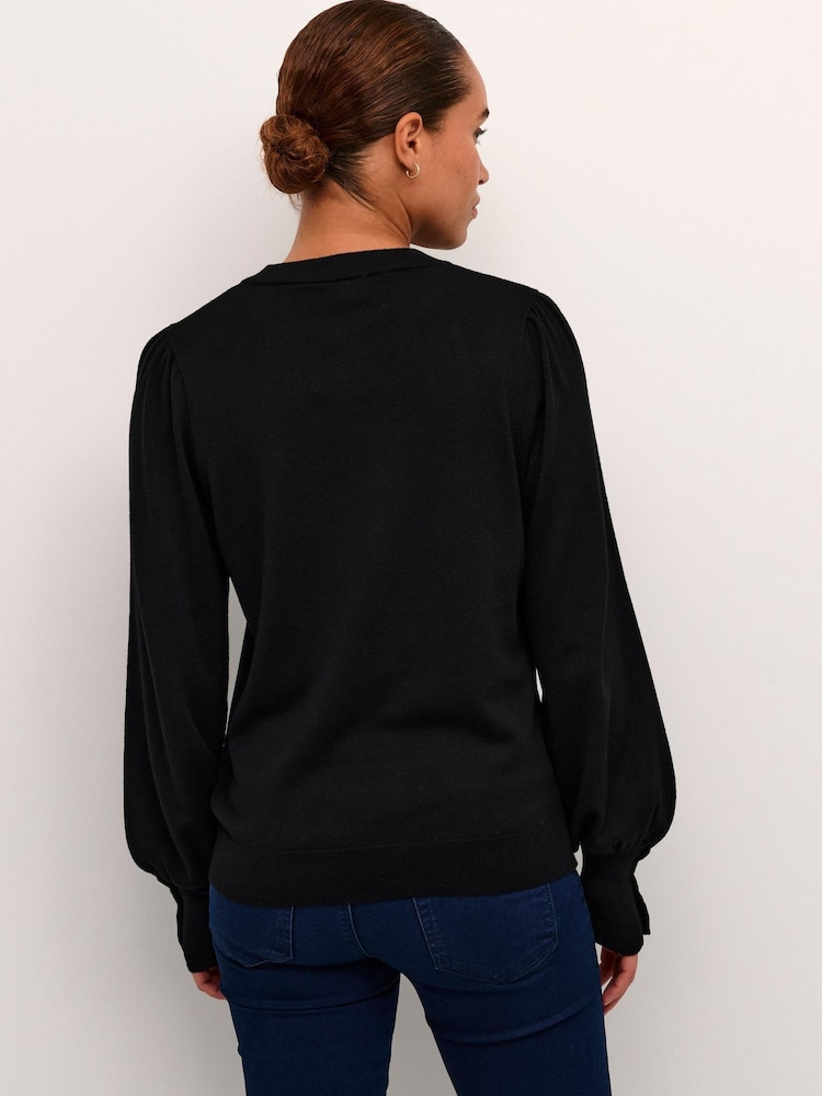 Kaffe Lizza Crew Neck Button Cuff Pullover Blouses - Image 2 of 6