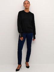 Kaffe Lizza Crew Neck Button Cuff Pullover Blouses - Image 3 of 6