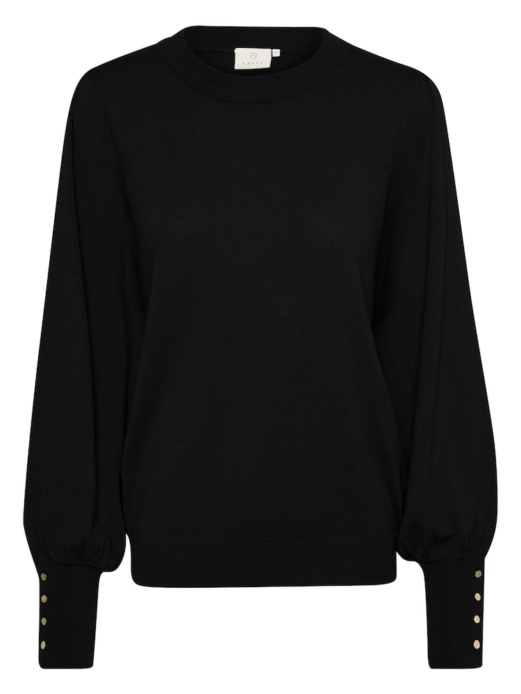 Kaffe Lizza Crew Neck Button Cuff Pullover Blouses - Image 5 of 6