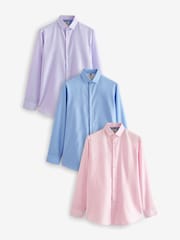 Lilac Purple/Blue/Pink Slim Fit Easy Care Single Cuff Shirts 3 Pack - Image 1 of 4