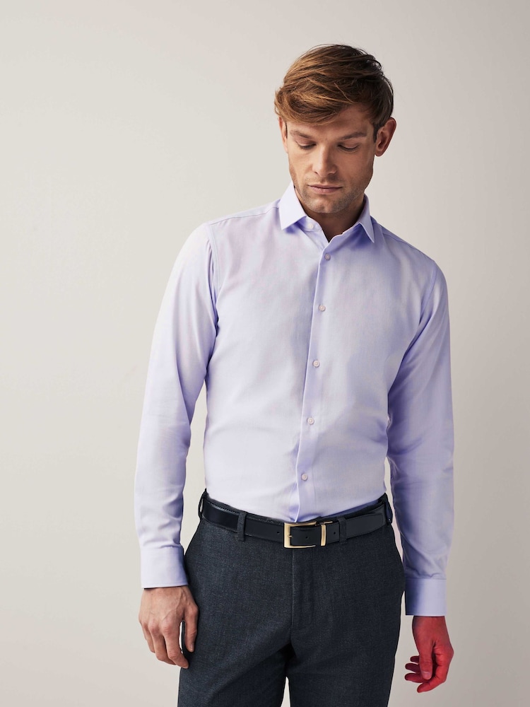 Lilac Purple/Blue/Pink Slim Fit Easy Care Single Cuff Shirts 3 Pack - Image 3 of 4
