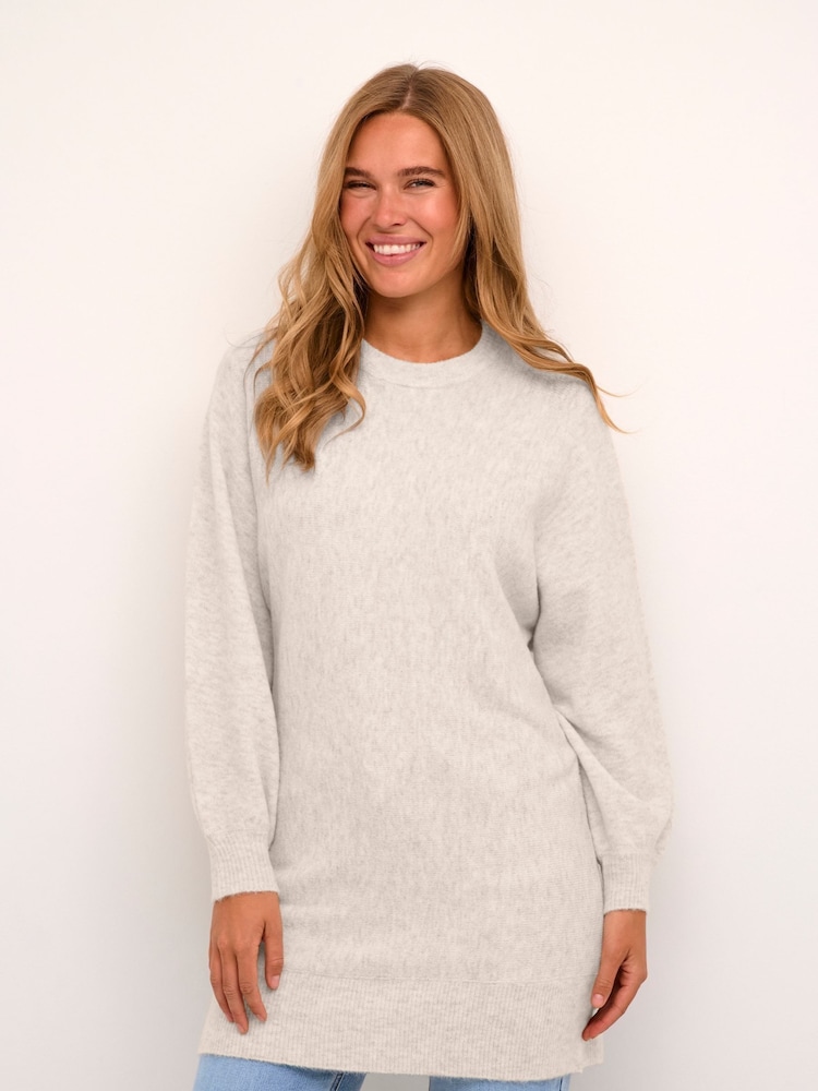 Kaffe Cream Rachel Knitted Long Sleeve Mini Dress - Image 1 of 6