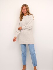 Kaffe Cream Rachel Knitted Long Sleeve Mini Dress - Image 3 of 6