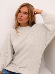 Kaffe Cream Rachel Knitted Long Sleeve Mini Dress - Image 4 of 6