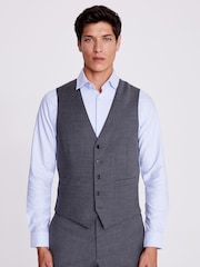 MOSS Grey Tailored Fit Twill Suit Waistcoat - Image 1 of 3