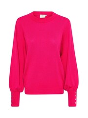 Kaffe Pink Lizza Crew Neck Button Cuff Pullover - Image 5 of 6