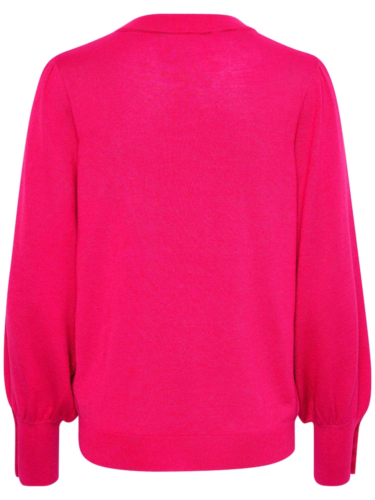 Kaffe Pink Lizza Crew Neck Button Cuff Pullover - Image 6 of 6