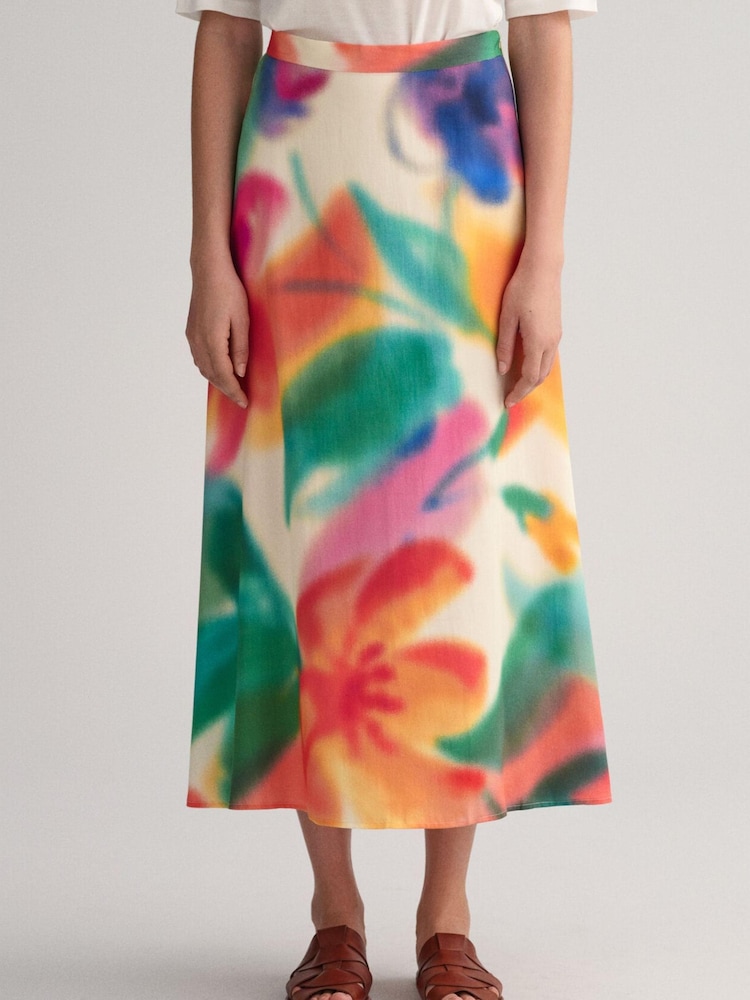 GANT Cream Floral Printed Midi Skirt - Image 1 of 4
