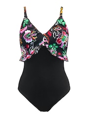 Pour Moi Black Floral Tummy Control Swimsuit - Image 4 of 5
