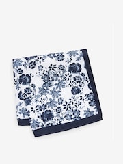 MOSS Navy Blue Floral Pocket Square and Tie Bar Set - Image 3 of 3