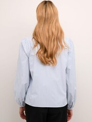 Kaffe Maibritt V-Neck Frill Blue Shirt - Image 2 of 6